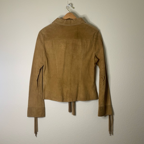 Vintage Paolo Santini 100% Suede Leather Lace Up Bohemian Long Sleeve Top - Picture 10 of 15